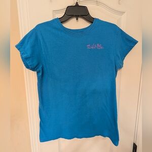 Salt Life Women's Ocean Blue Tee with Pink Logo